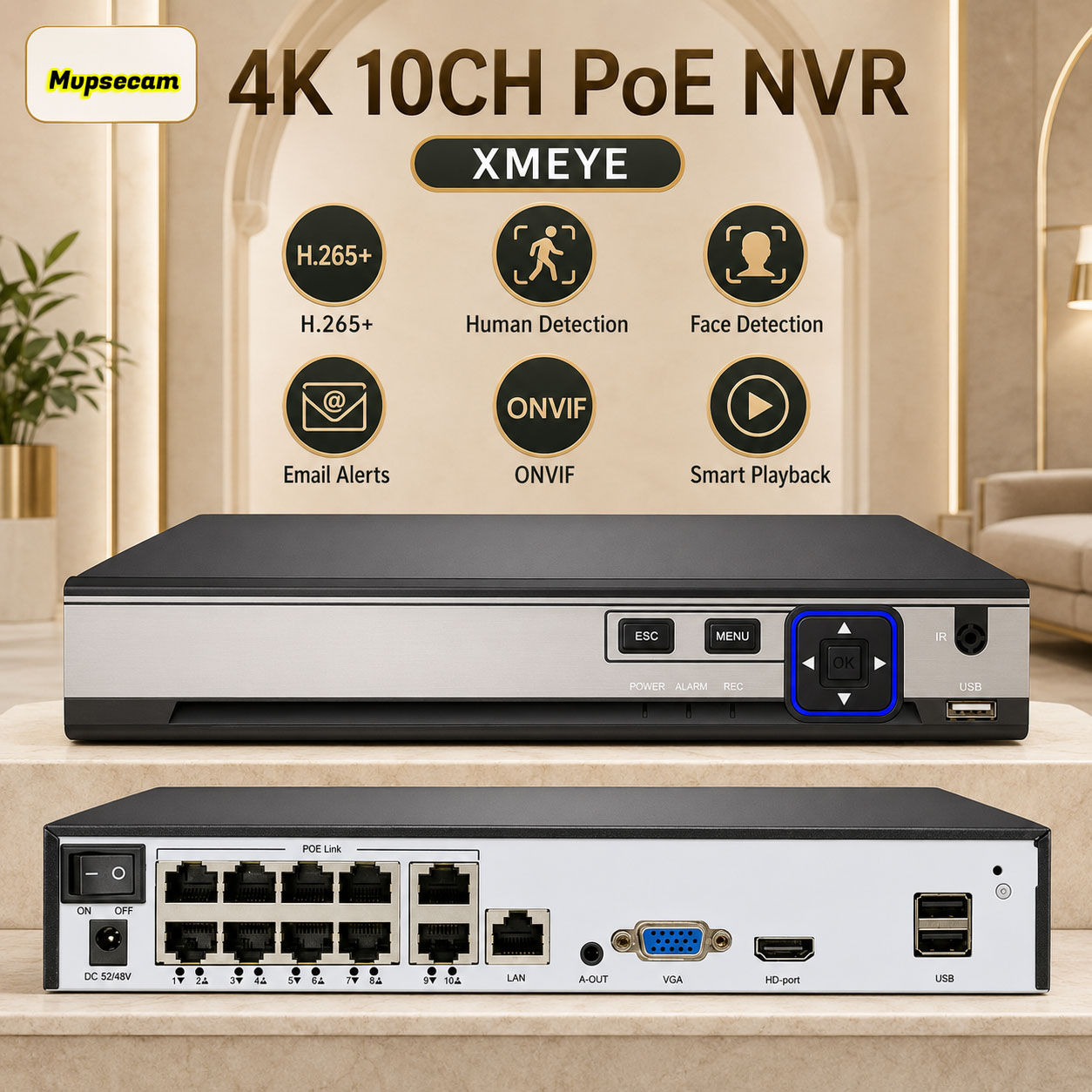 Poe Security Camera 8Mp 4K - POE NVR XMEYE 10CH 8 Channel