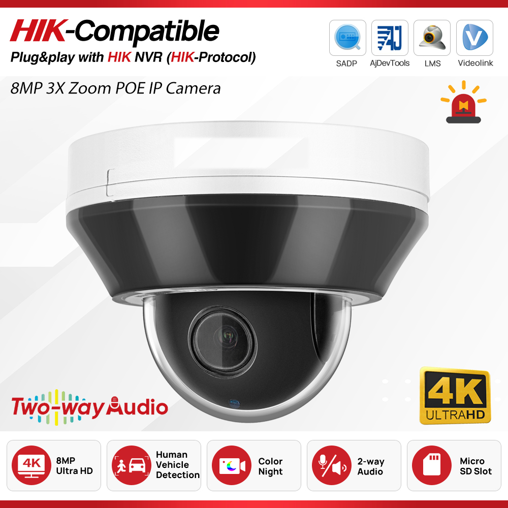 Hikvision Ip Camera 8Mp Dome - Hikvision Compatible 4K 8MP 3X ZOOM