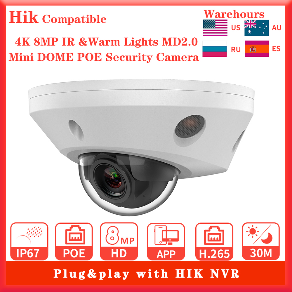 Hikvision Ip Camera 8Mp Dome - Hikvision Compatible 4K 8MP IR&Warm Lights