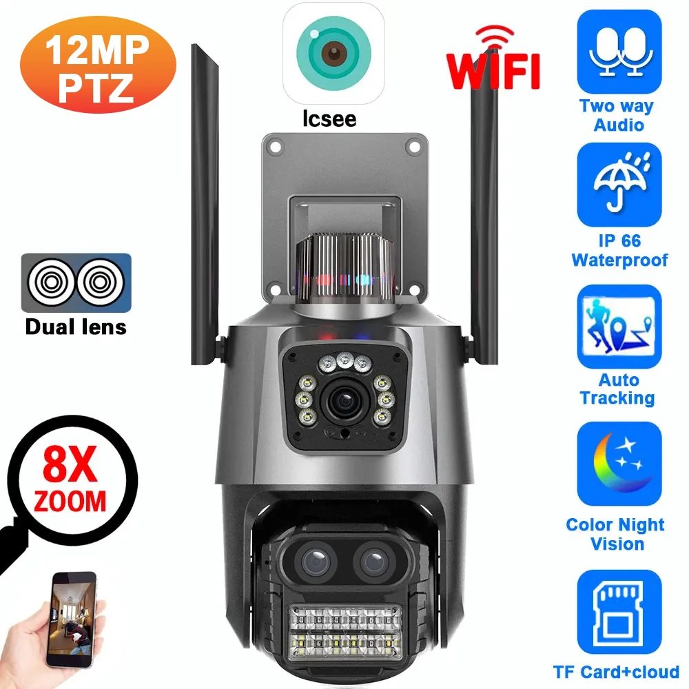 Ip Camera 4K 8Mp Outdoor Ptz - 12MP 4K Wifi IP Security Camera
