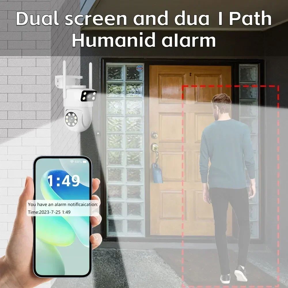 Ip Camera 4K 8Mp Outdoor Ptz - Tuya Dual-Lens Dual-Screen Security Camera 4K