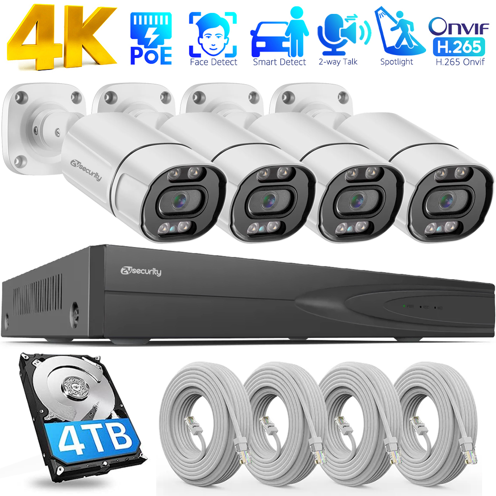 Poe Security Camera 8Mp 4K - 4K PoE Security Camera System 4CH