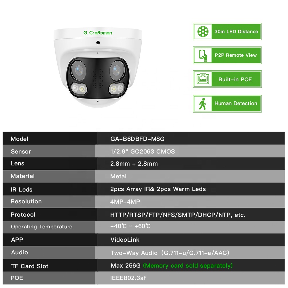 GA-B6DBFD-M8G 4K 8MP Panoramic - Cctv Camera 180 Degree Panoramic 评论和价格