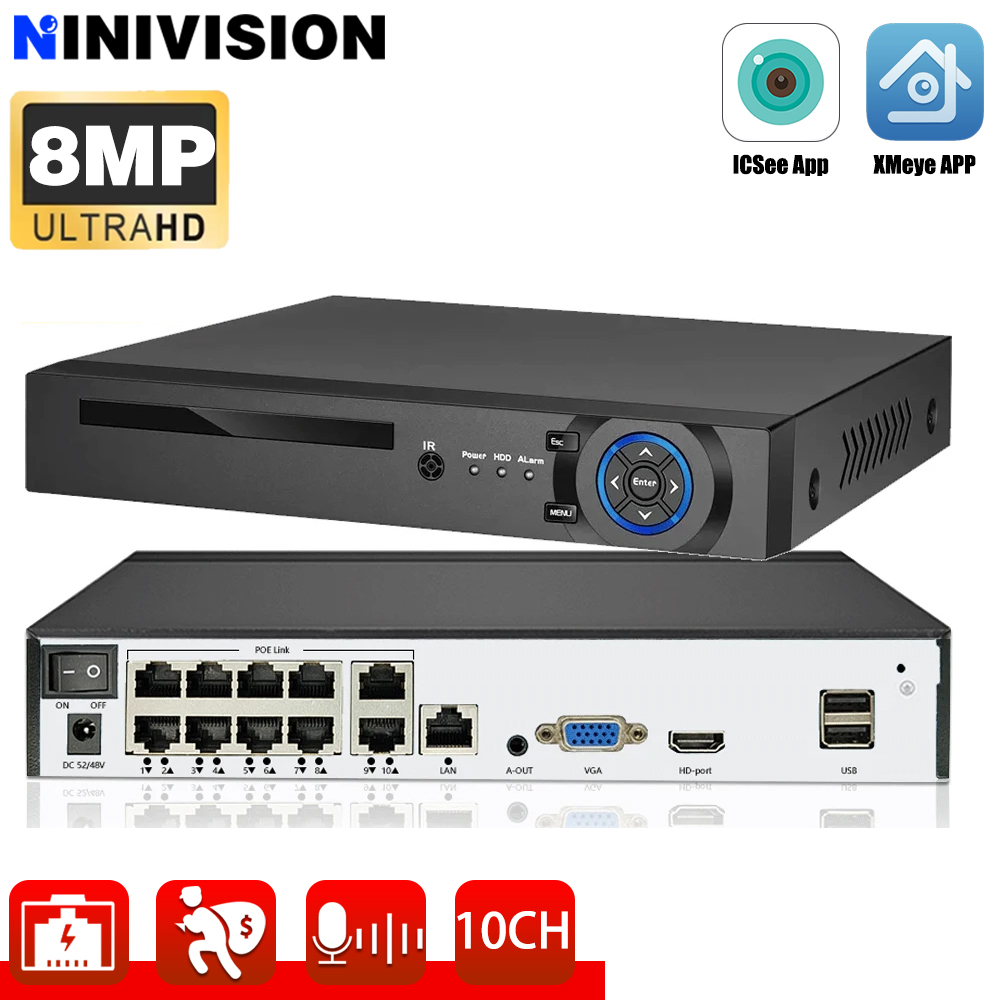 10CH 8CH 4K 8MP POE NVR XMeye  - Nvr 16 Channel 4K H265 评论和价格