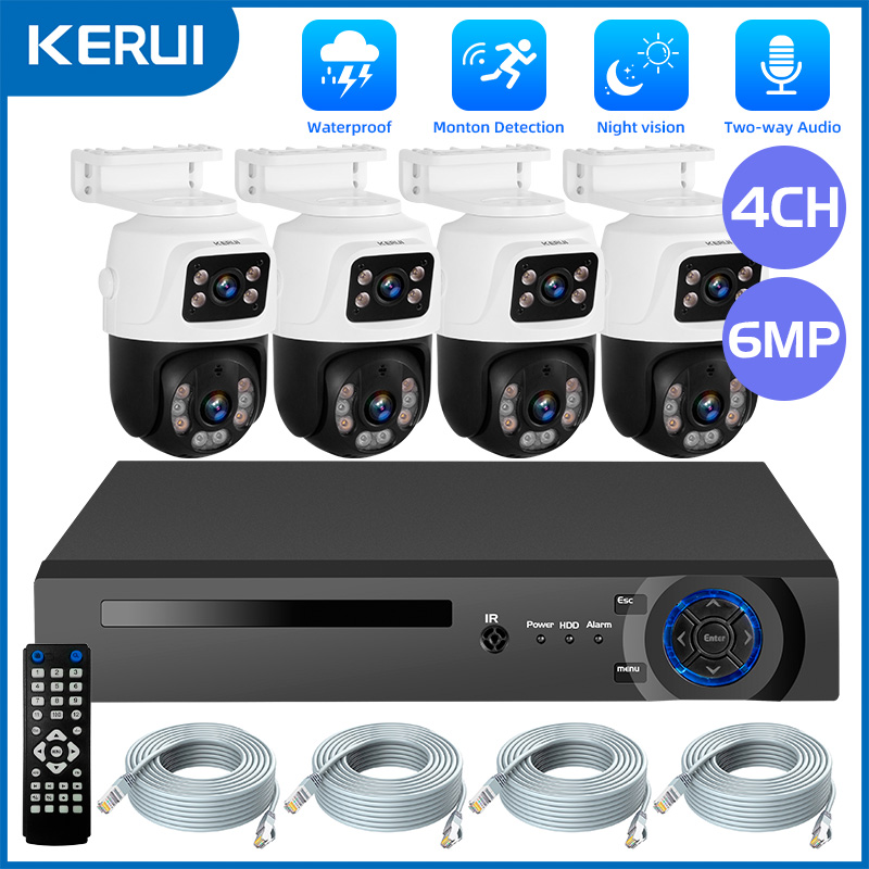 KERUI 6MP Full HD Dual Lens PT - Nvr Kit 4 Camera 5Mp Poe 评论和价格