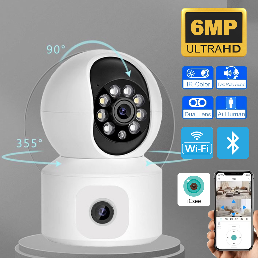 6MP ICSEE WiFi IP Camera Dual  - Cctv Camera System 8 Camera Wireless 评论和价格