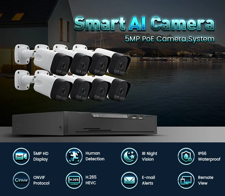 HD 1080p 4MP 5MP 8MP Security  - Nvr Kit 4 Camera 5Mp Poe 评论和价格