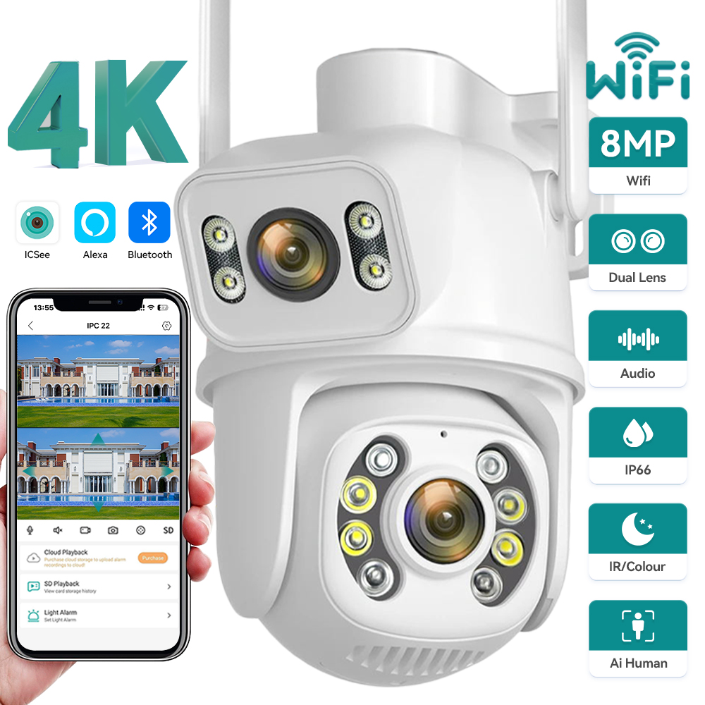 8MP 4K WIFI IP Camera PTZ Dual - Ip Camera 4K 8Mp Outdoor Ptz 评论和价格