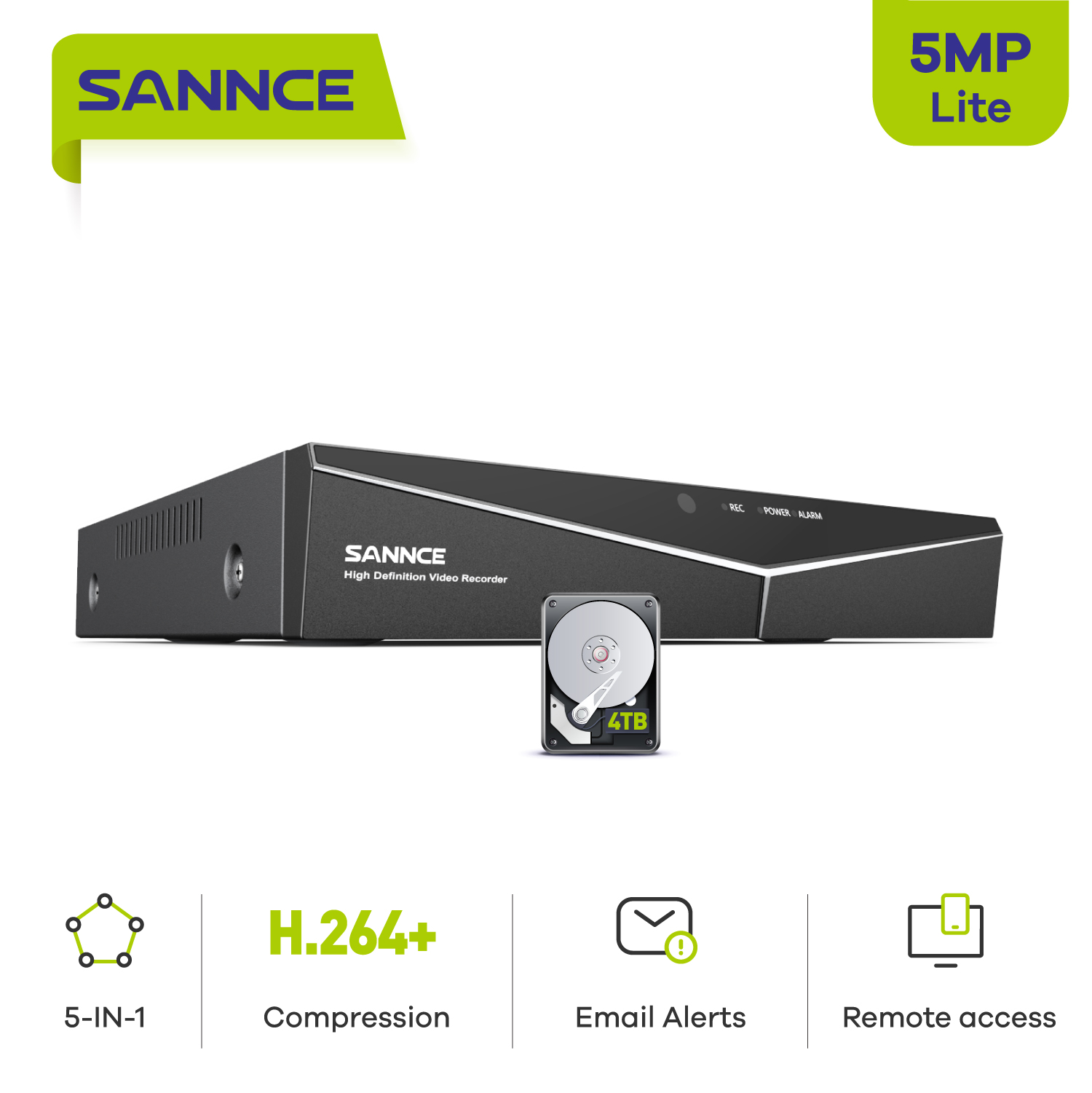 SANNCE 8CH 5MP-N Super HD CCTV - Cctv Hard Drive 4Tb Surveillance 评论和价格