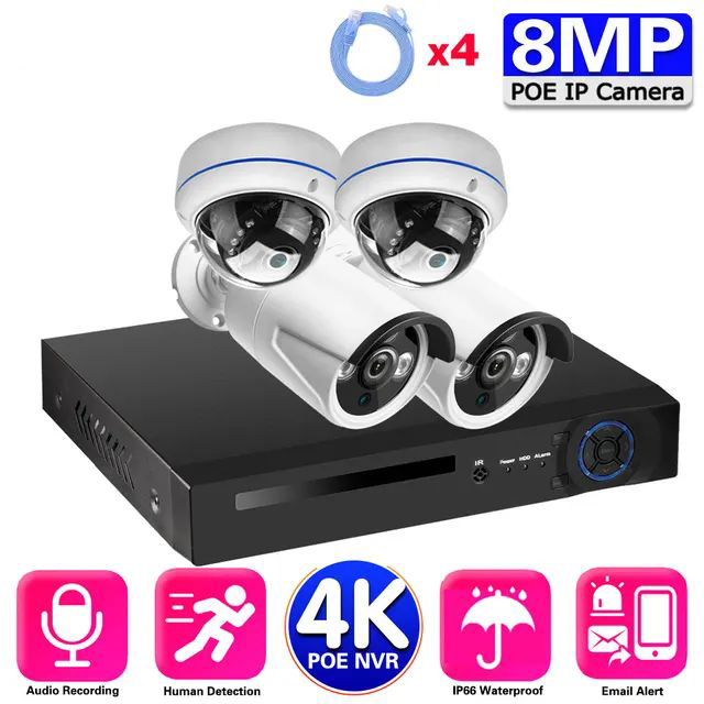 4mp 5mp 8mp POE CCTV Camera Ki - Nvr Kit 4 Camera 5Mp Poe 评论和价格