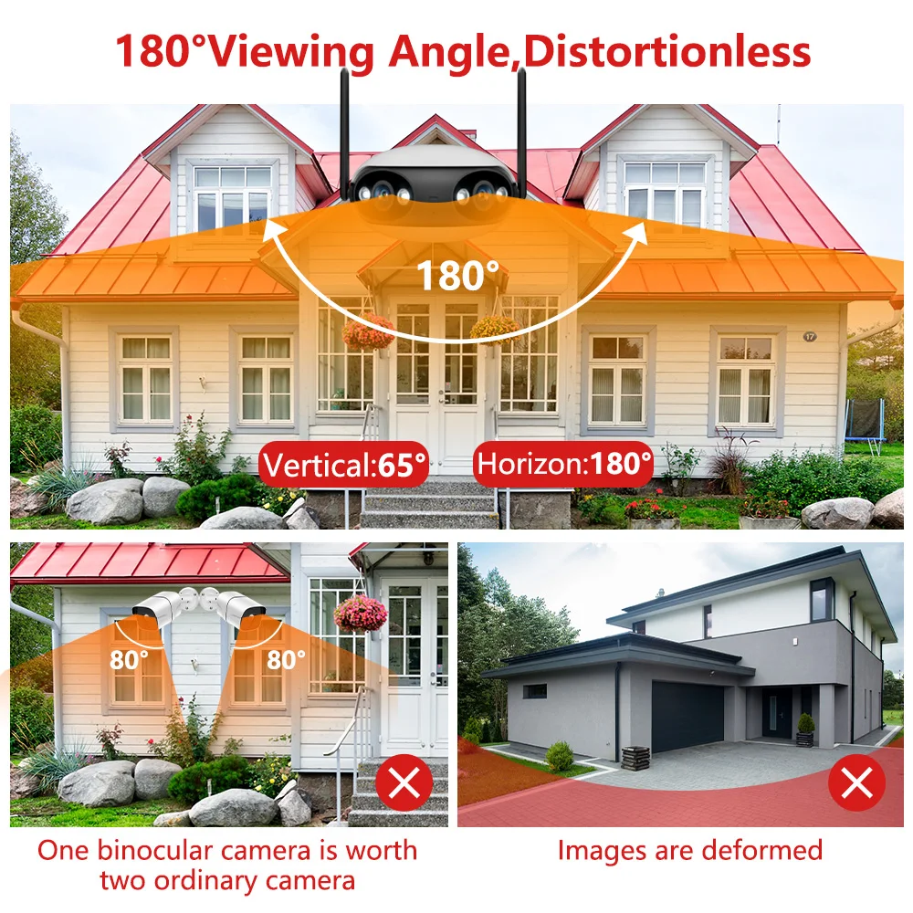 Dual Lens Wifi IP Camera Outdo - Cctv Camera 180 Degree Panoramic 评论和价格