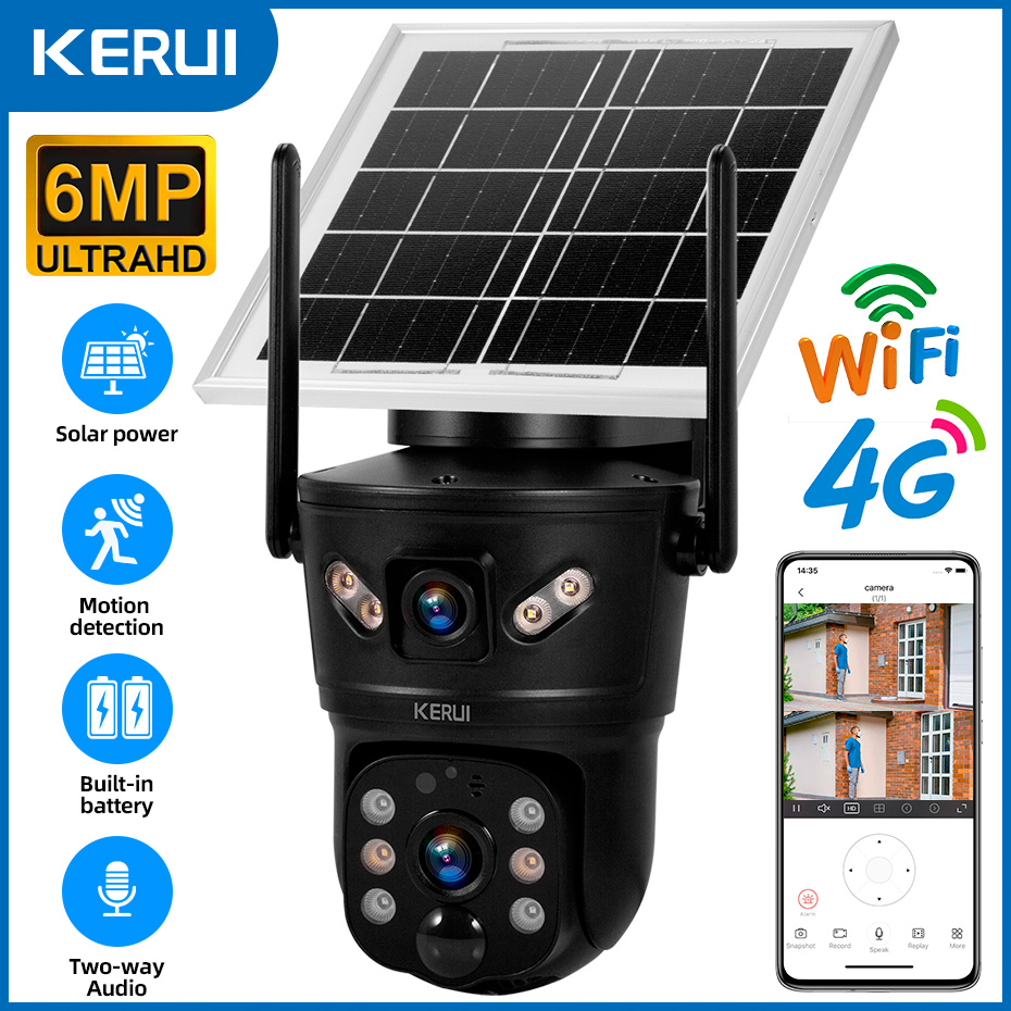 KERUI 6MP WIFI 4G Solar Camera - Security Camera System Solar 4G 评论和价格