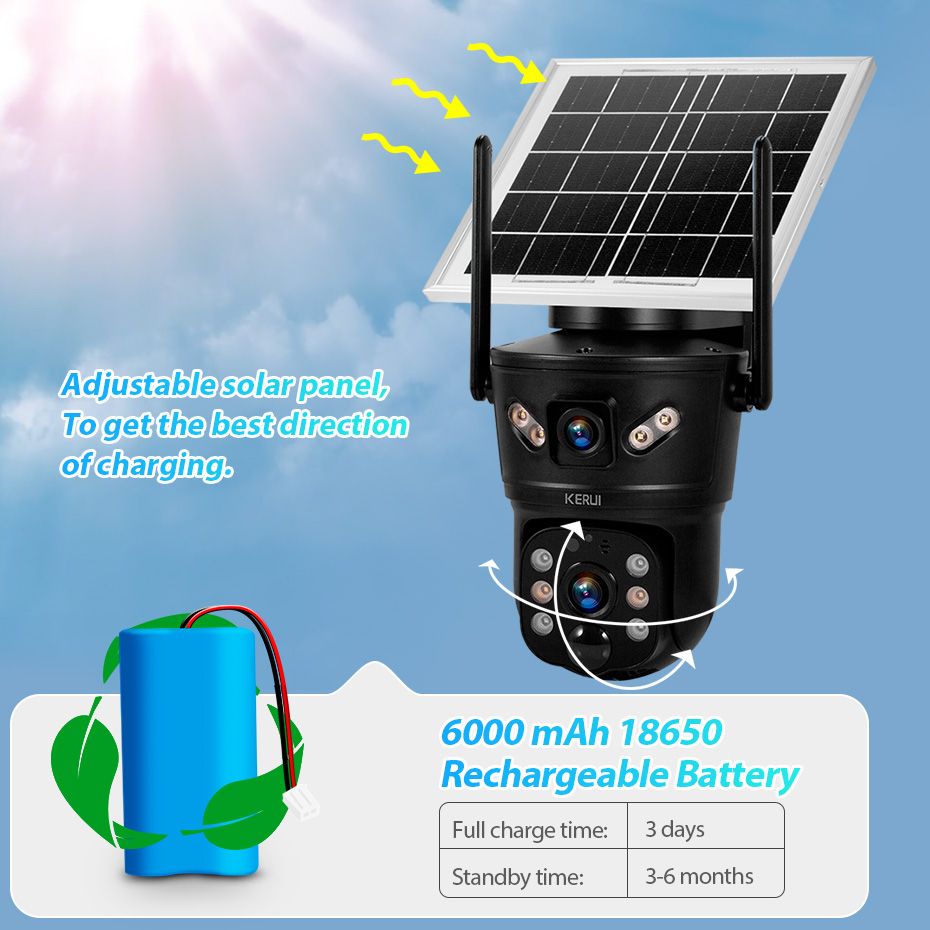KERUI 6MP WIFI 4G Solar Camera - Security Camera System Solar 4G 评论和价格