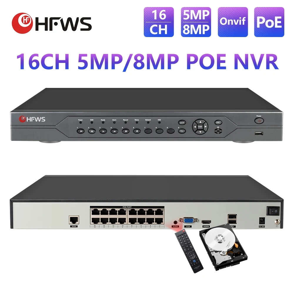 HFWVISION 16CH 8MP 4K CCTV Rec - Nvr 16 Channel 4K H265 评论和价格