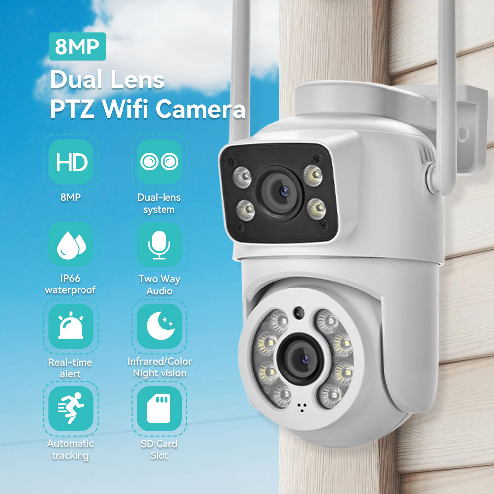 8MP 4K Dual Lens PTZ WiFi Came - Ip Camera 4K 8Mp Outdoor Ptz 评论和价格