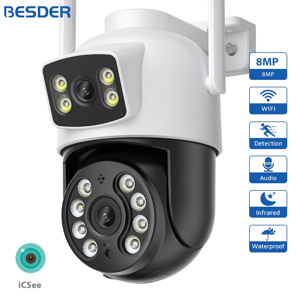 BESDER 8MP IP Camera PTZ Auto  - Cctv Camera System 8 Camera Wireless 评论和价格