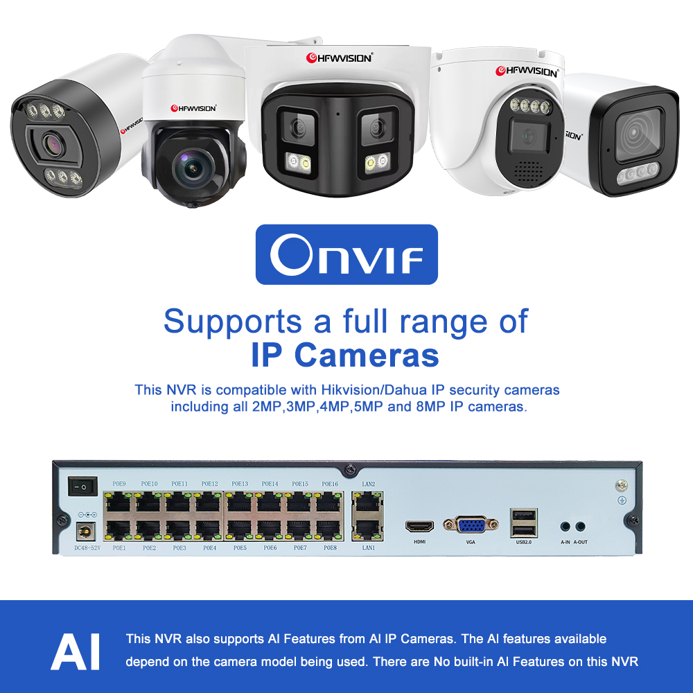 HFWVISION 4K POE NVR 16CH Vide - Nvr 16 Channel 4K H265 评论和价格
