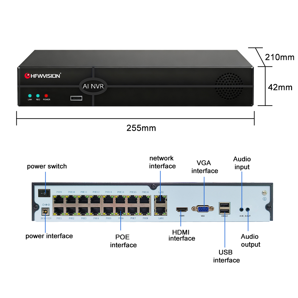 HFWVISION 4K POE NVR 16CH Vide - Nvr 16 Channel 4K H265 评论和价格