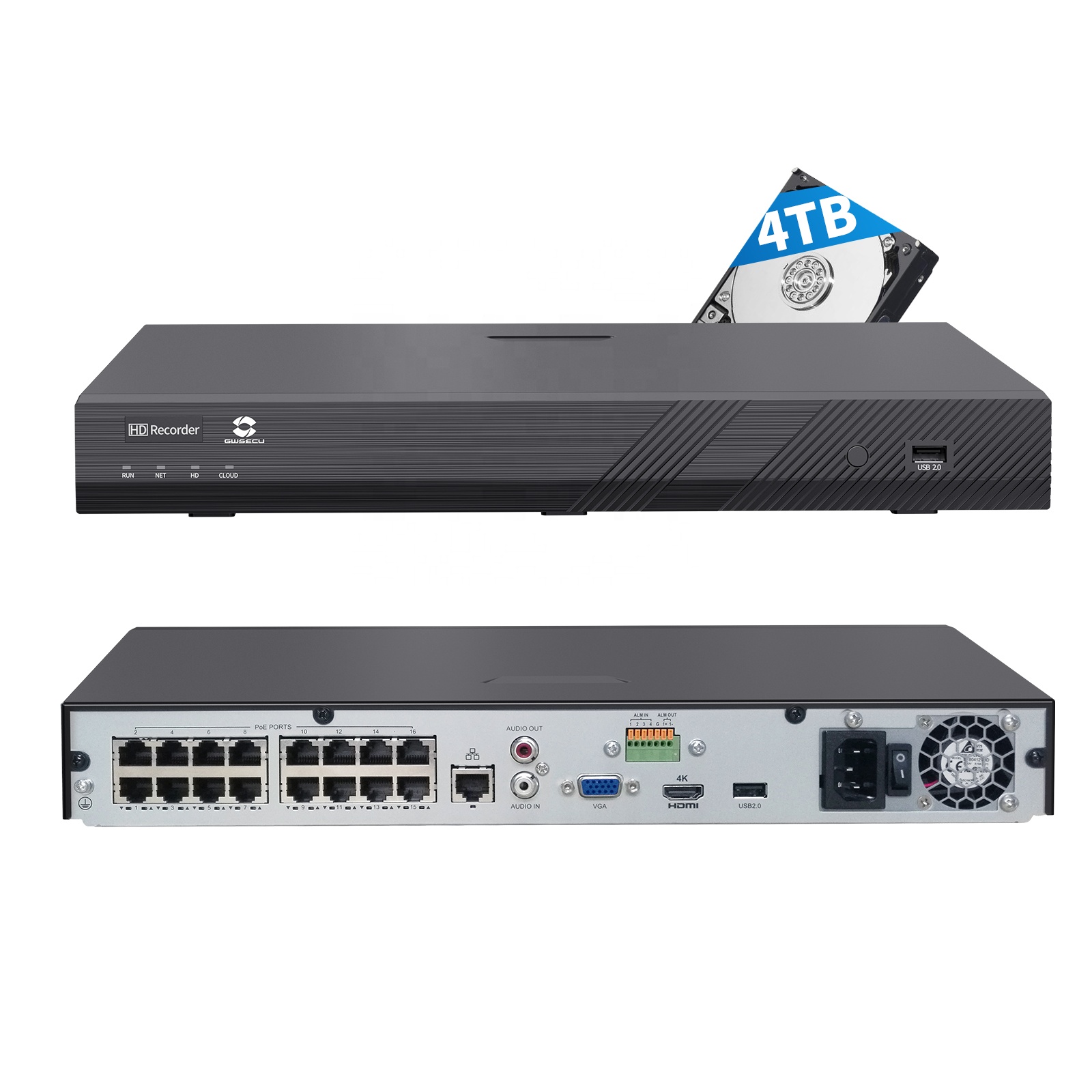 GWSECU 16CH 4TB 4K H.265 PoE N - Nvr 16 Channel 4K H265 评论和价格