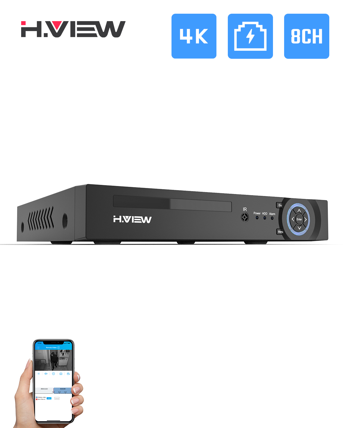H.View 4K 8Ch Poe Nvr 8Mp Cctv - Dahua Nvr 16 Channel 评论和价格