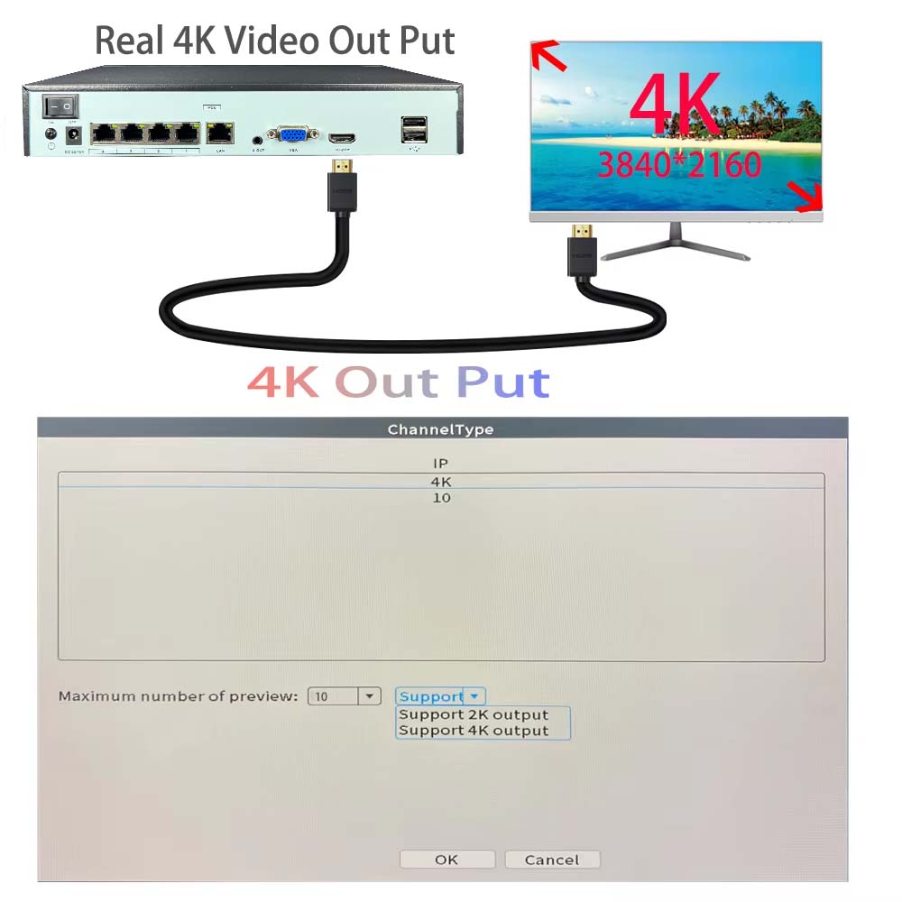 4K 10CH NVR 4/8Port POE For 8M - Poe Security Camera 8Mp 4K 评论和价格