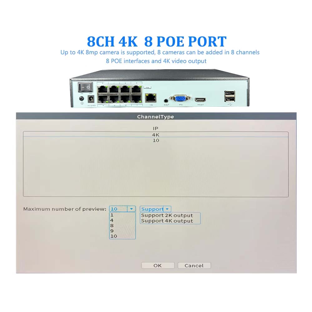 4K 10CH NVR 4/8Port POE For 8M - Poe Security Camera 8Mp 4K 评论和价格