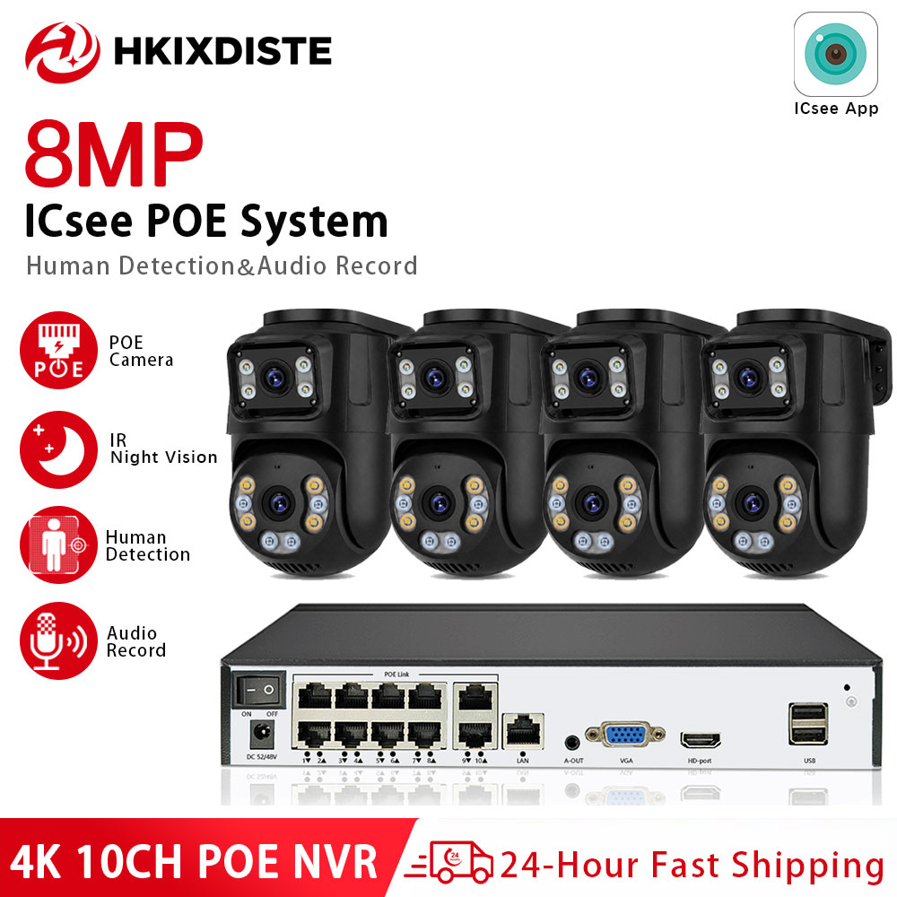 ICSee 4K 8MP 10CH POE Security - Cctv Nvr System 8 Channel 4K Poe 评论和价格