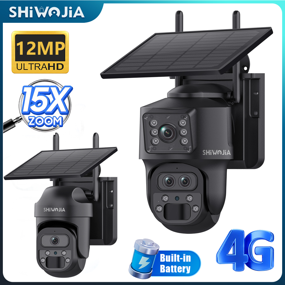 SHIWOJIA 15X ZOOM Solar Camera - Security Camera System Solar 4G 评论和价格