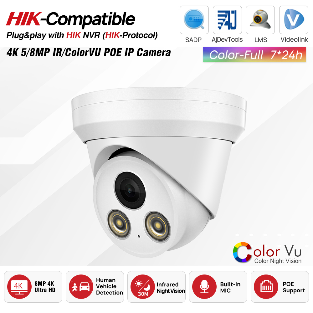 Hikvision Compatible 5mp/8MP P - Hikvision Ip Camera 8Mp Dome 评论和价格